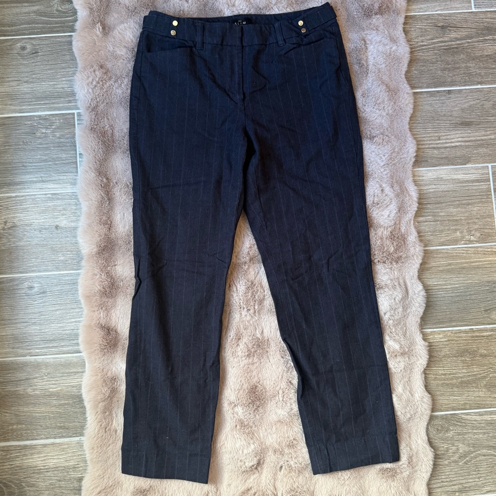 White House Black Market dark blue dress pants with pinstripes